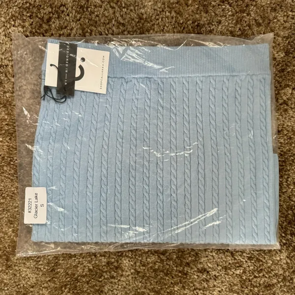 Revolve NEW Callahan Blue Cable Knit Mini Skirt Womens Small Pastel Soft Girl Aesthetic - Image 3