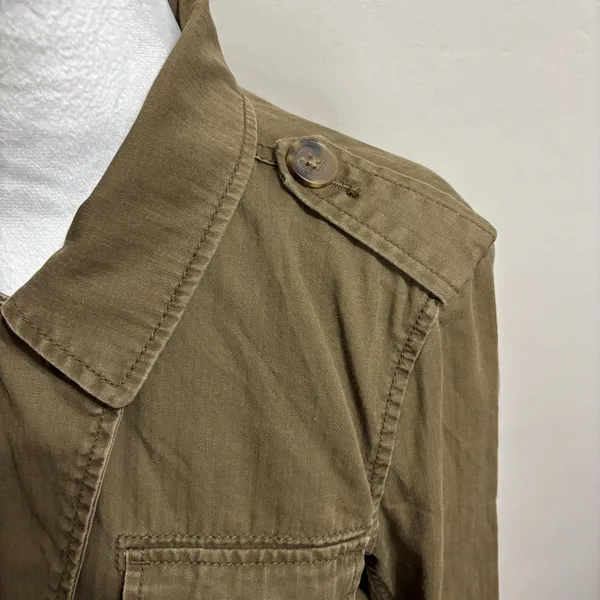 J.‎ Crew Jacket Brown Button Up Lightweight Utility Drawstring Waist Military S - Image 14