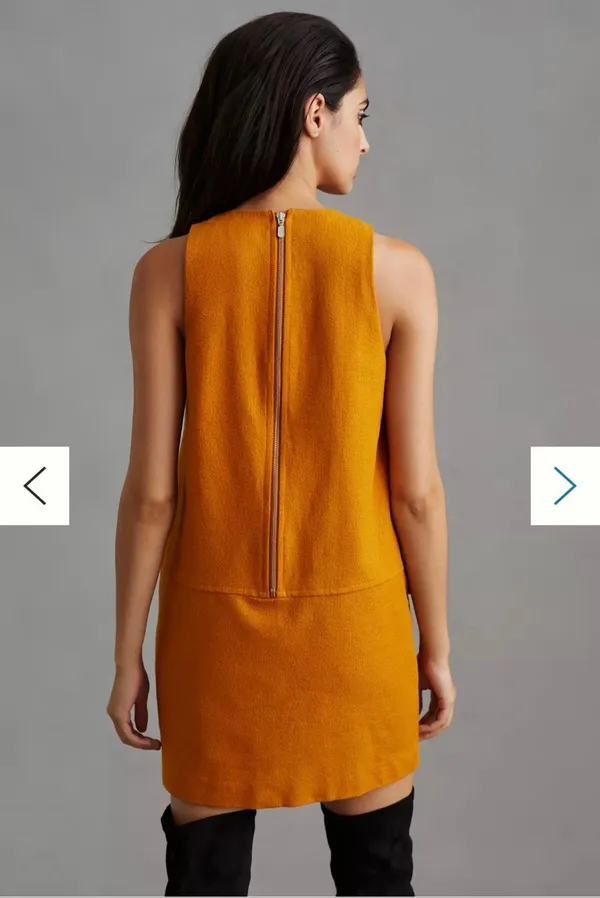 Anthropologie Maeve Orange Crewneck Mini Shift Dress NWT Size 10 Mod - Image 3
