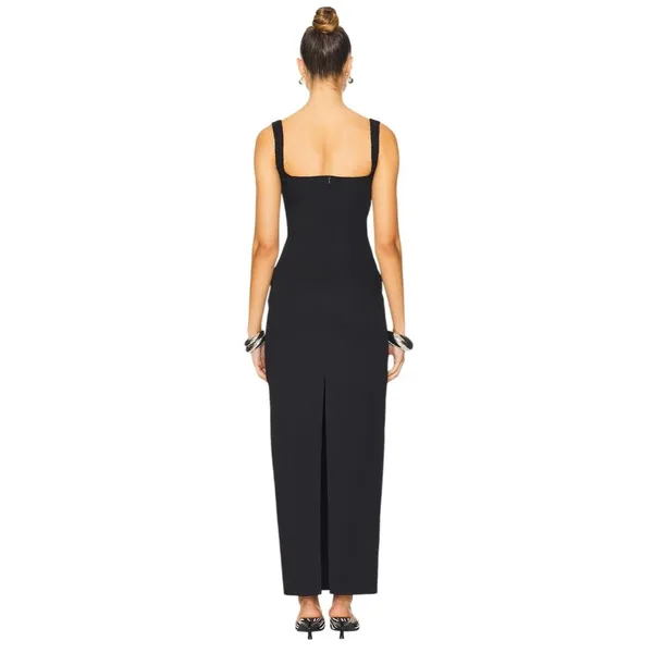 LIONESS Hot Nights Maxi Dress in Onyx XSmall New Womens Long Cotton Gown - Image 2