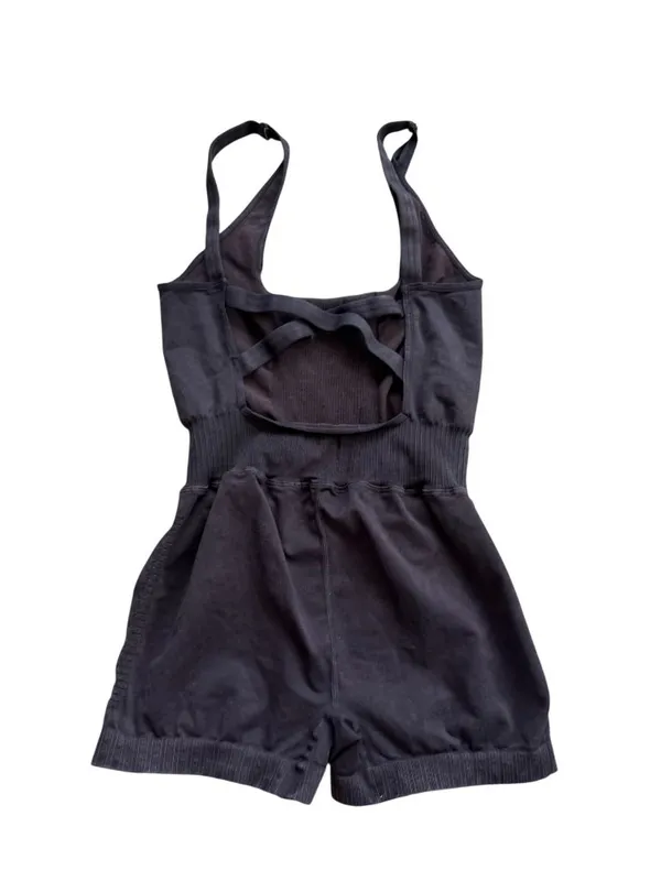 FREE PEOPLE Movement Gray Black Active Romper Size M/L - Image 4