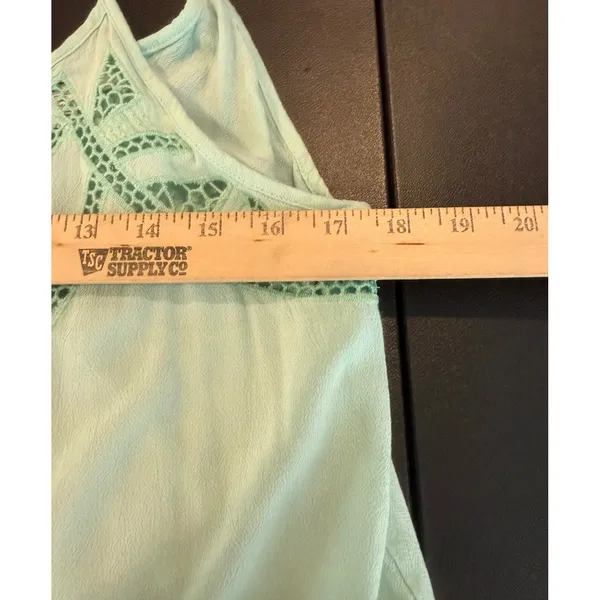Umgee Womens Medium Top Tunic Mint Green Crochet Lace‎ Tiered Boho Festival - Image 5