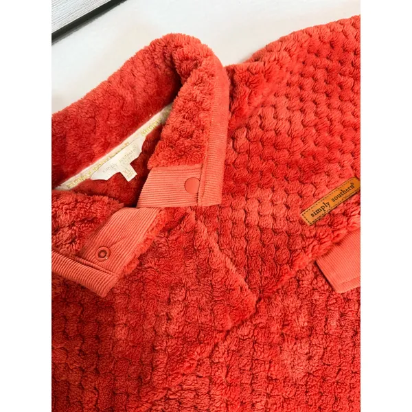 Simply Southern Sherpa Pullover Women's XL Rust Fleece Snap Neck Pocket Sweater - Image 5