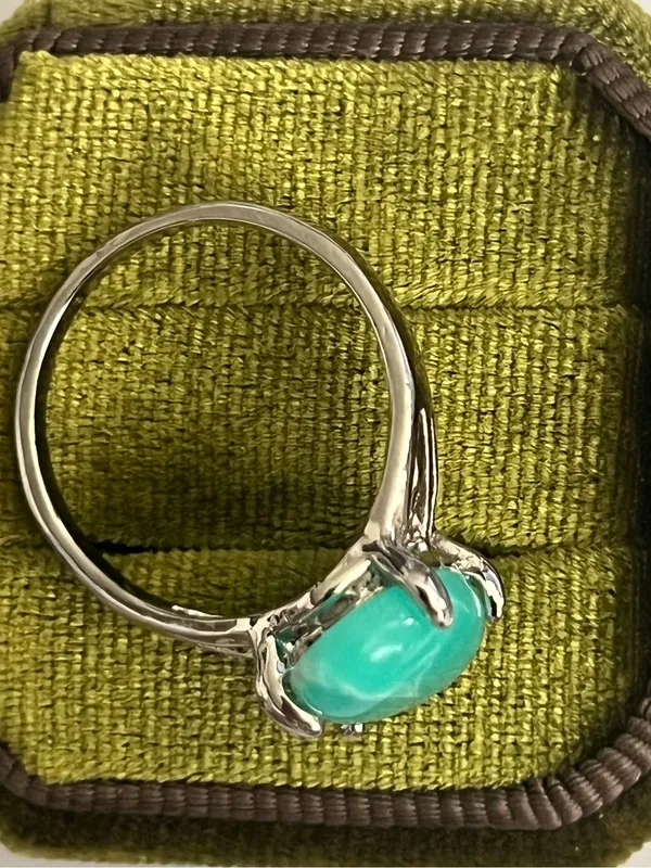Elegant/Classic Titanium Steel Turquoise Marble Design Ring Size 9 NWT - Image 4