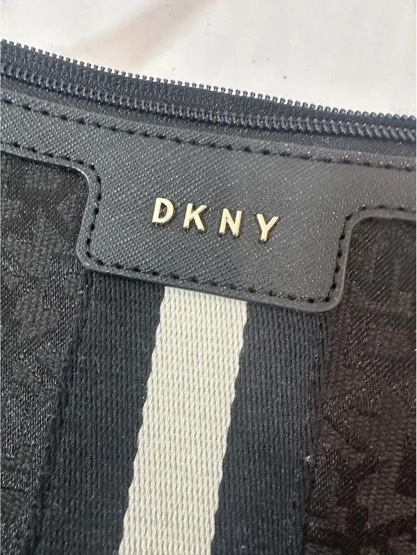 DKNY Black Baguette Hand Bag Purse Y2k Monogram Chic - Image 3