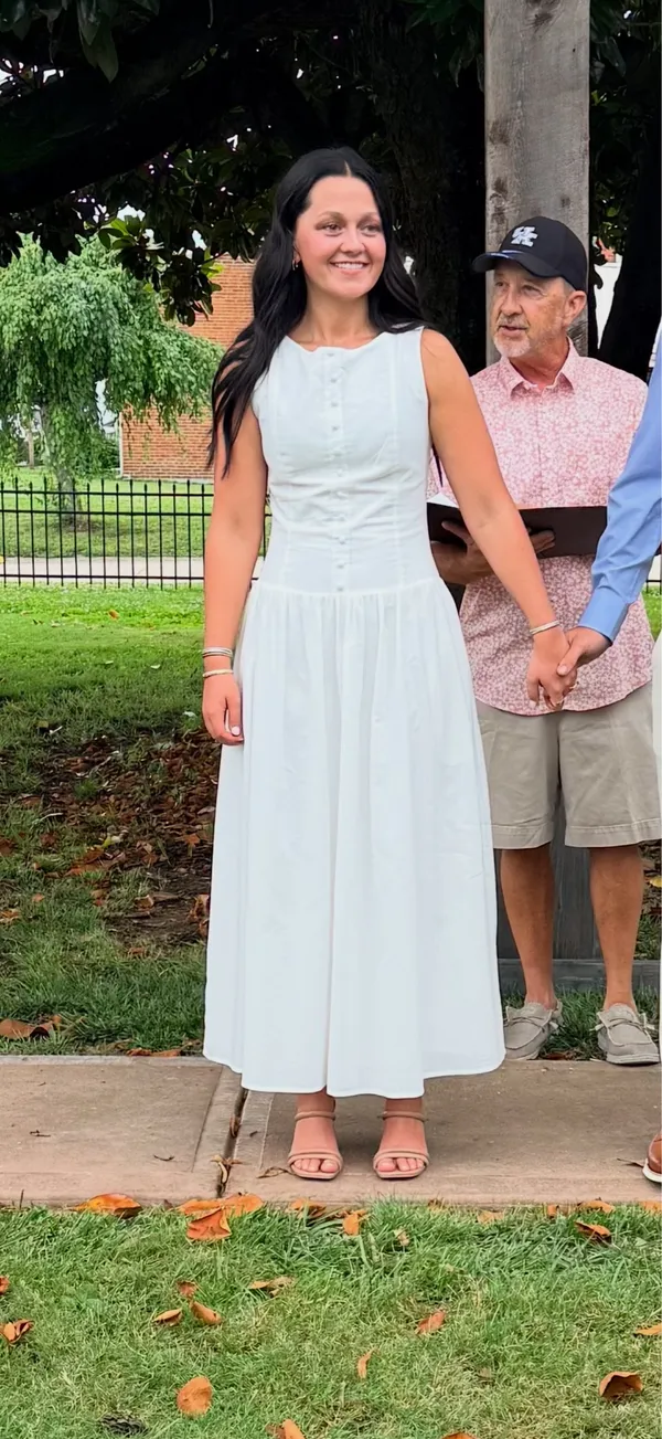 Petal and Pup White Drop Waist Midi Dress - Image 4