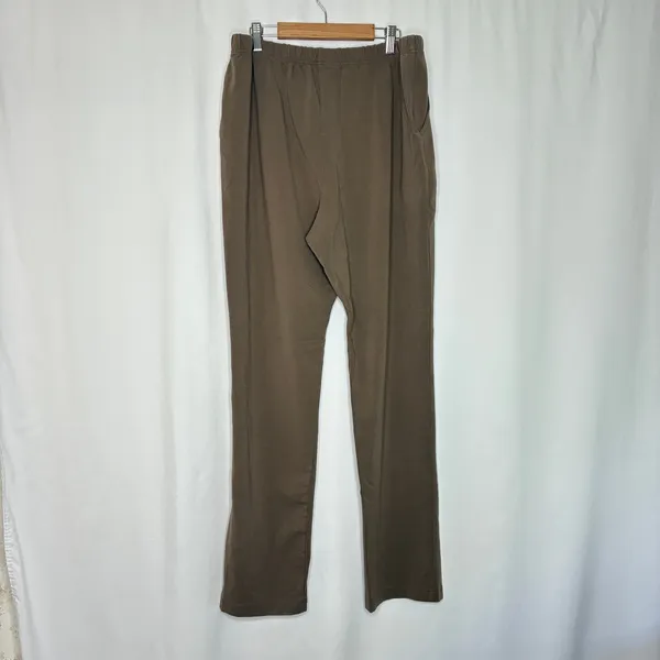 L.L.Bean Brown Elastic Waistband Stretch Pants Cotton Lycra Womens Large - Image 6