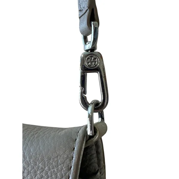 Tory Burch McGraw‎ WOC Crossbody Gray Heron Pebbled Leather Wallet - Image 5