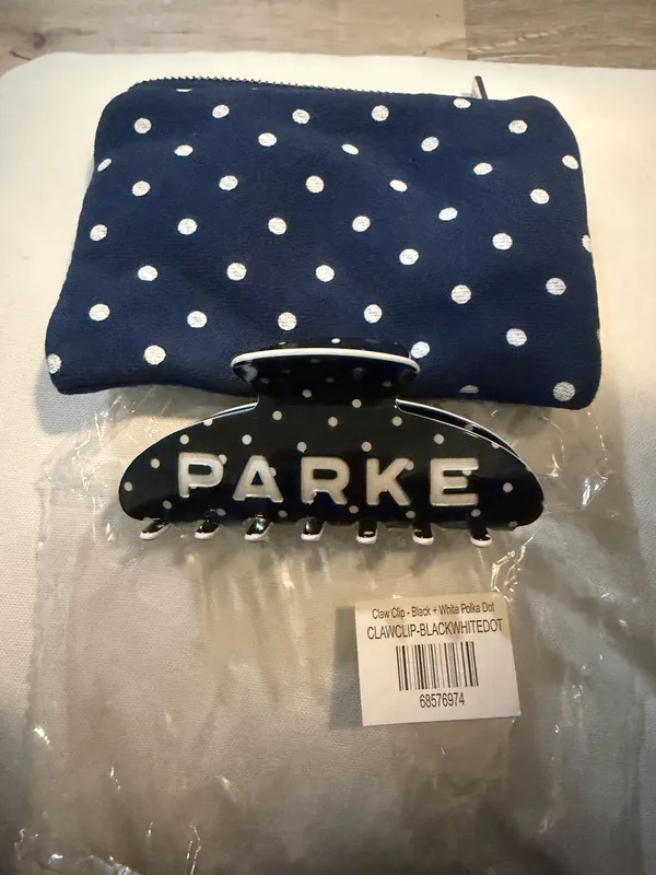 Parke Claw Clip Polka Dot Collection Black + White NIP - Image 2