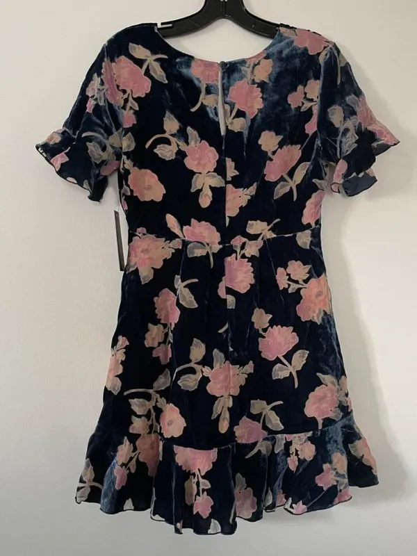 Lulus Floral Velvet Mini Dress Womens Small Blue Pink Romantic Coquette NWT - Image 2