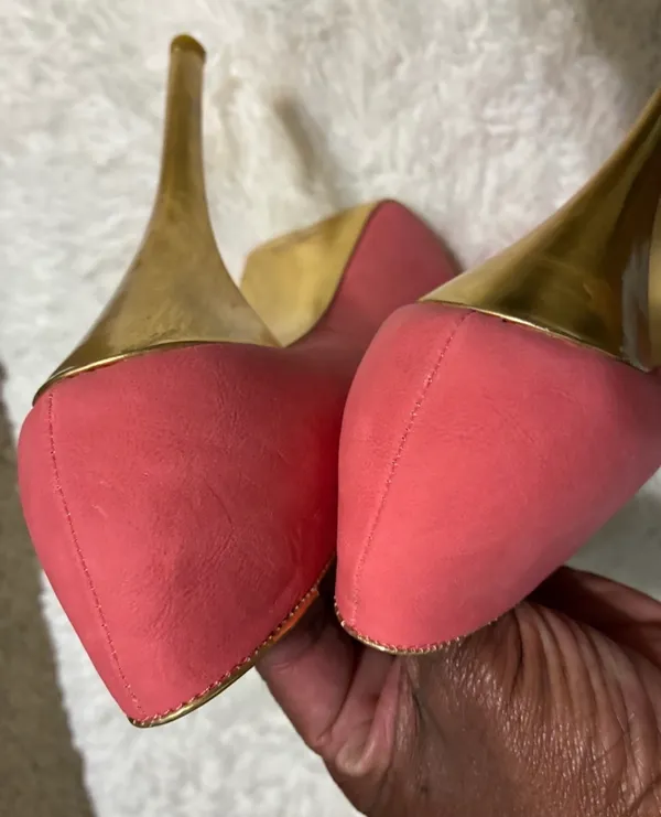 Shiekh Pink and Gold Stiletto Platform Pumps - Image 7