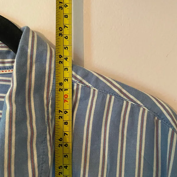 Pilcro Anthropologie Blue Stripe Button Down Shirt Preppy Oversized XS / Small - Image 9