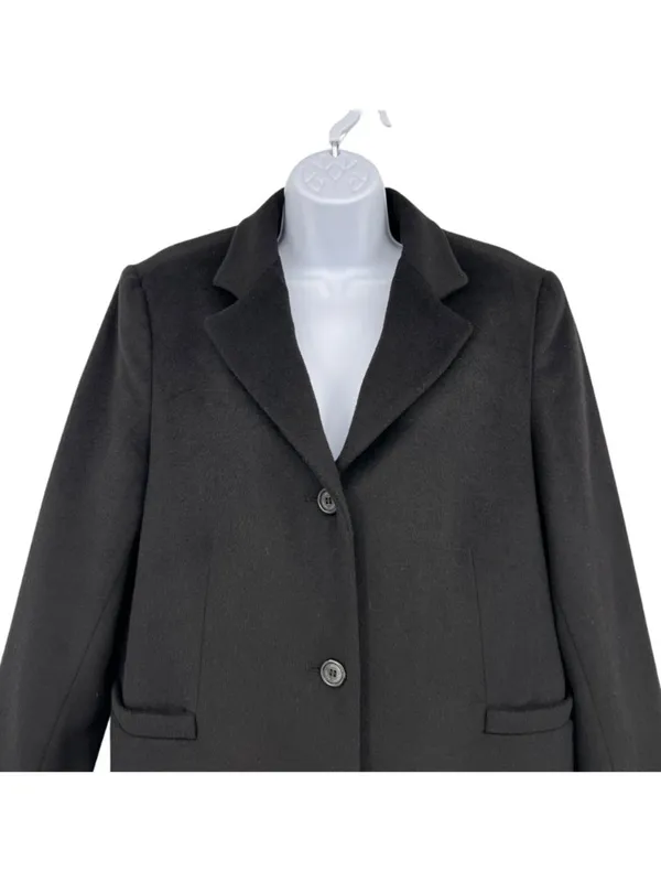 Lauren Ralph Lauren Wool Blend Black Reefer Coat Size 18 Quiet Luxury Minimalist - Image 2