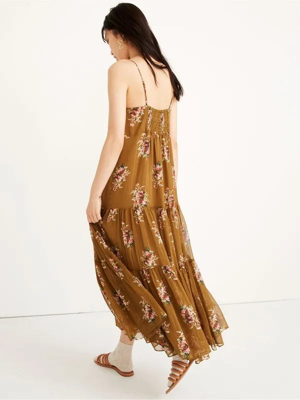 MADEWELL Cami Tier Midi Dress Metallic Classic Corsage Nosegay Floral Sz. 6 - Image 3
