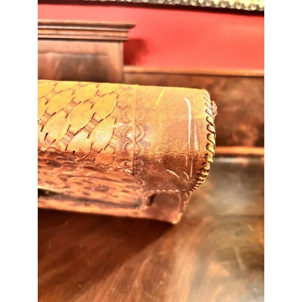 Vintage Clifton's Hand Tooled Leather Handbag Purse Brown Western Satchel Bag - Image 2