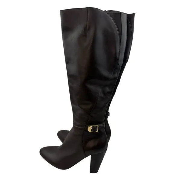 *Marc Fisher Shayna Tall Heeled Boots Womens 7.5 Brown Leather Classic Academia - Image 3