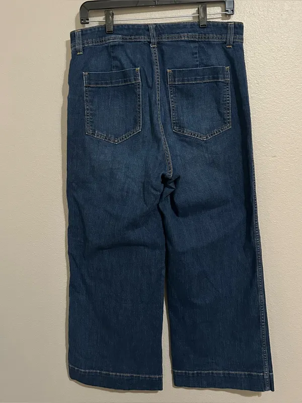 GAP Dark Wash High Rise Wide Leg Cropped Denim Jeans Women’s Size 12 / 31 - Image 6