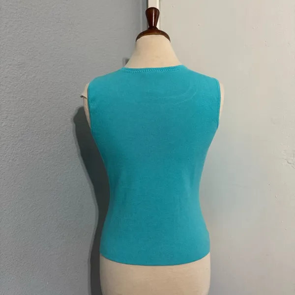 French Laundry Women Turquoise Knit Square Sleeveless‎ Fitted Top Size M - Image 8