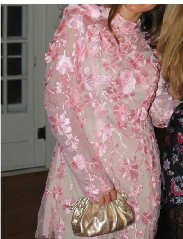 Pink 3D floral Dress - Image 3