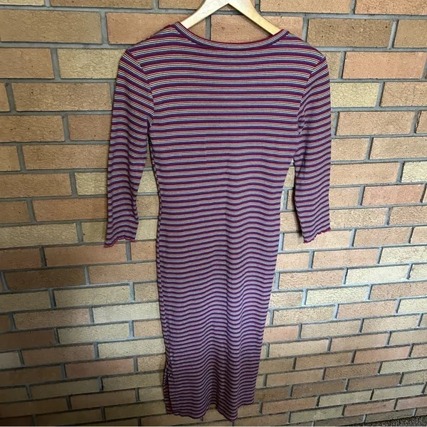 Juicy Couture Womens Midi Dress Multicolored Stripe Rib Knit Side Slit Small - Image 7