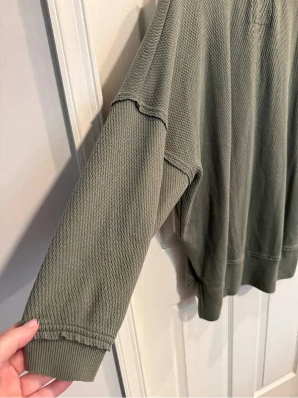 aerie Olive Green Waffle Knit Top - Image 7
