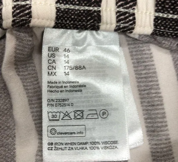 H&M elastic waist stripe wide Leg Trouser Pants W/Pockets women’s 14 - Image 6