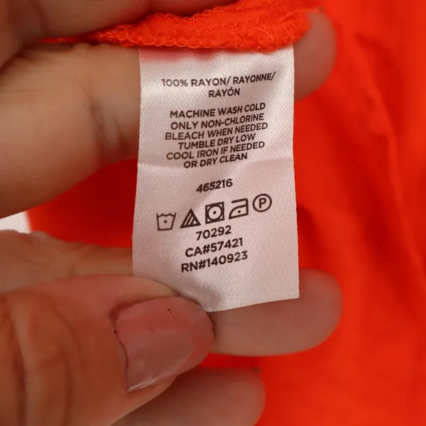 LOFT Orange Sleeveless Clip Dot Rayon Blouse Split Neck Top Small - Image 3