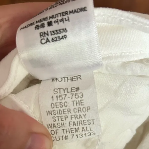 Mother Denim The Insider Crop Step Fray Jeans Fairest of Them All White Size 29 - Image 8