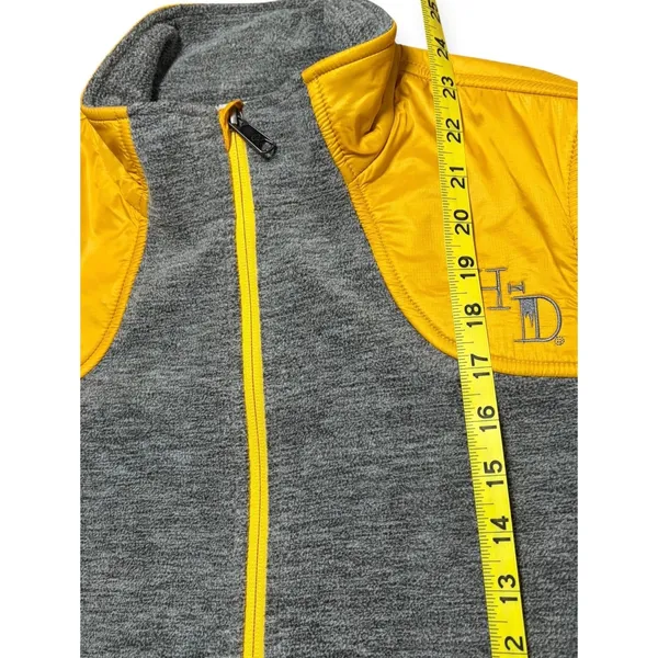 Harley-Davidson Womens Gray Fleece Yellow Quilted Shoulder Zip Jacket Medium - Image 8