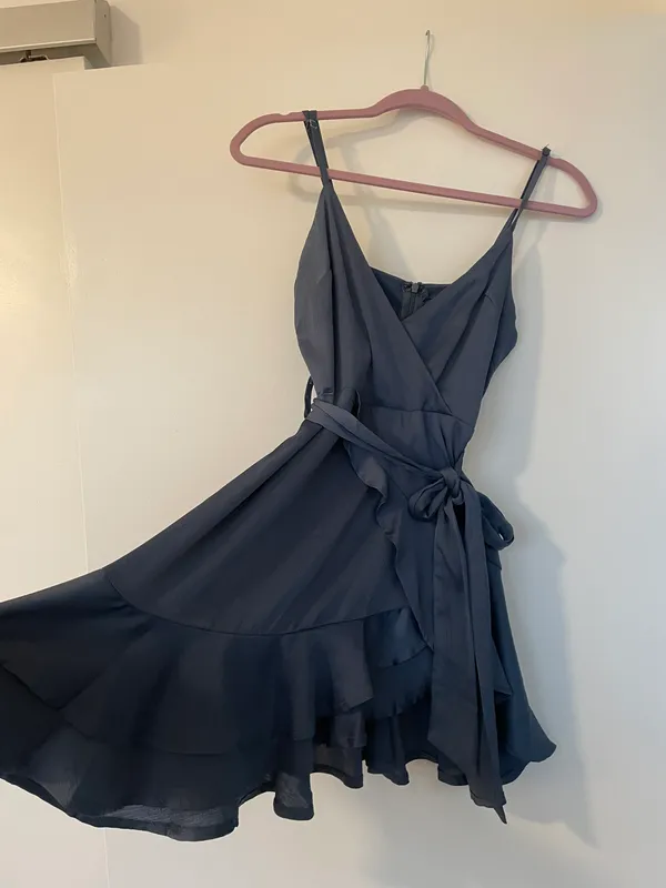 Here Comes the Sun Blue Silk Tie Dress - Image 2