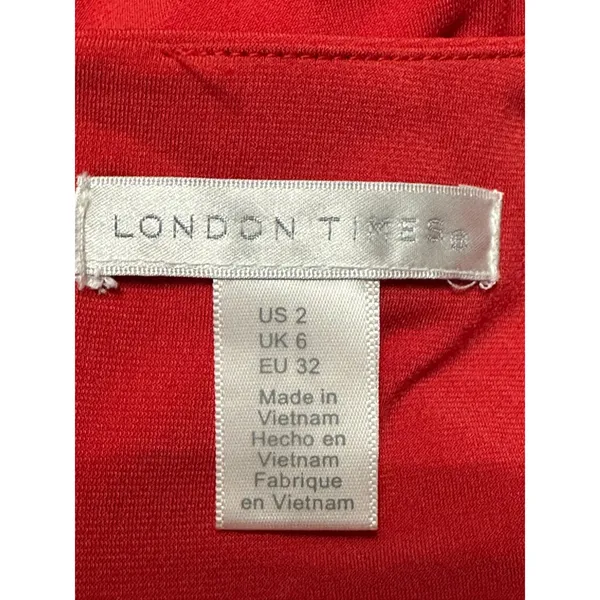 London Times Sheath Dress Stretchable Polyester Cowl Neck Side Twist Red 2 NWOT - Image 8