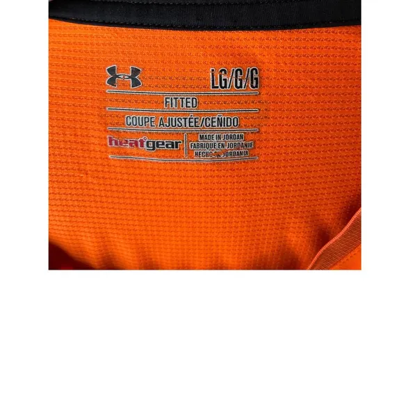 UNDER ARMOUR Neon Orange & Black Activewear Short Sleeve Top ~ Size LARGE - Image 6