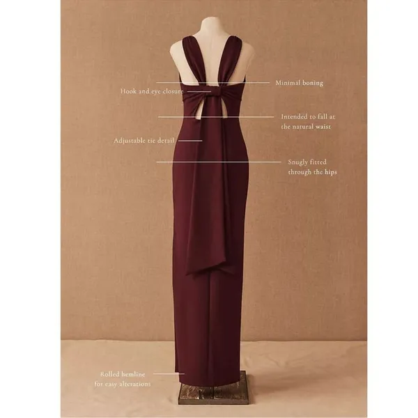 BHLDN Anthropologie London‎ Crepe Tie-Back Maxi Dress, Size 12 Large, Black NWT - Image 8