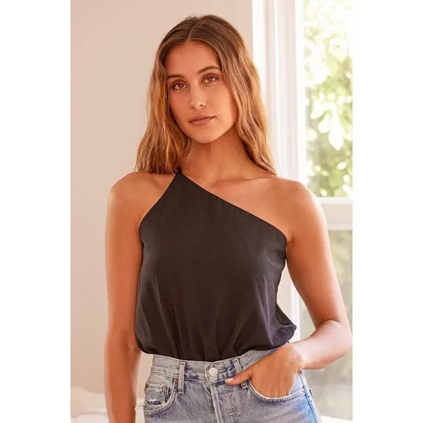 Lulus Stylin' Babe Black One-shoulder Cowl Back Bodysuit Women's Size S - Image 10