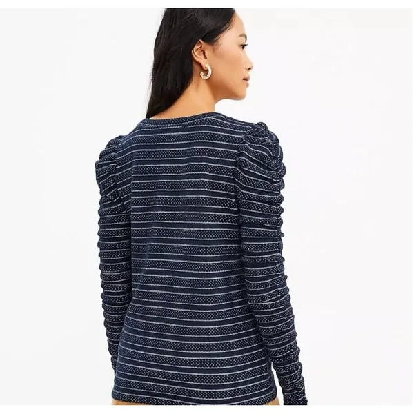 LOFT XS Cinched ruffled knit‎ long sleeve top - Image 2