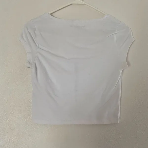 Abercrombie & Fitch White Crop Top Hook & Eye Front Soft A&F Collection Fitted T - Image 3