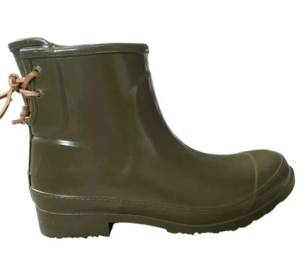 Top-Sider women's size 6 army green waterproof rubber rain boots footwear - Image 2