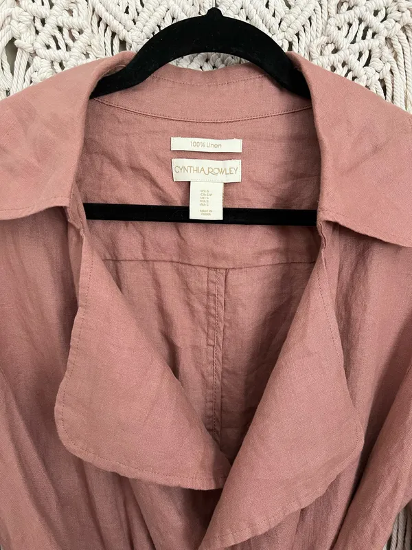 100% Linen Trench Coat Pink - Image 5