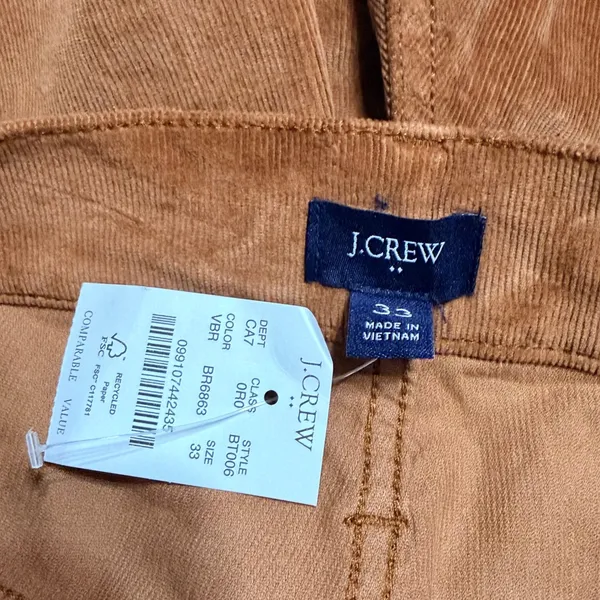 J.Crew Womens High Rise Straight Leg Corduroy Pants Burnt Orange 33 BT006 NEW - Image 5