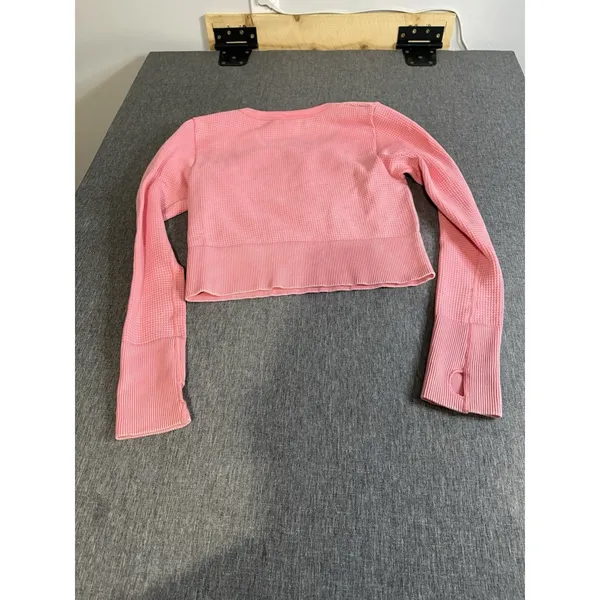 OFFLINE by Aerie Women's Thumbs Up Thermal Pink Cropped Top LS Sz XL - Image 9