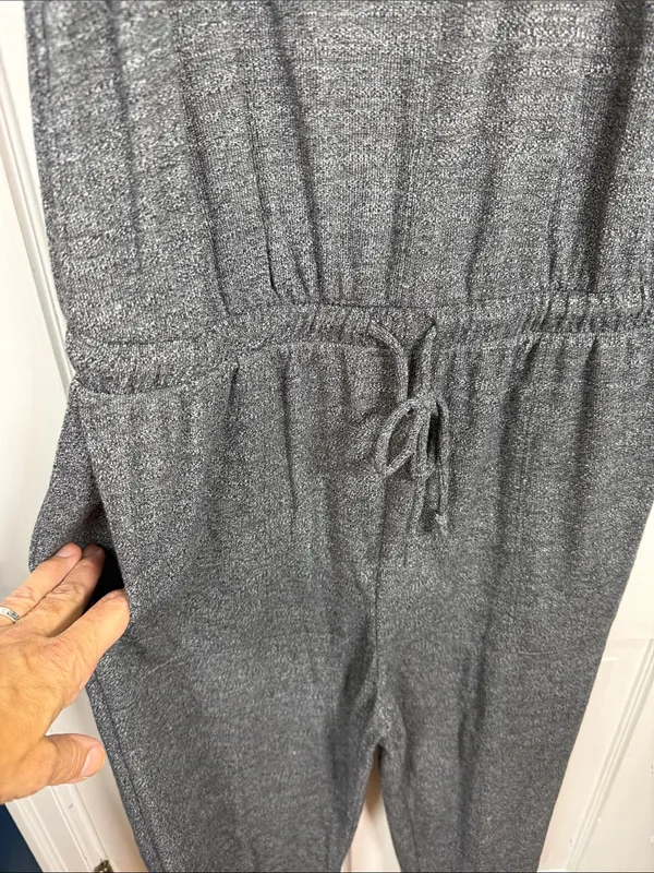 Free People Beach Bicoastal Gray Sleeveless Drawstring Jumpsuit W2528 Sz M - Image 5
