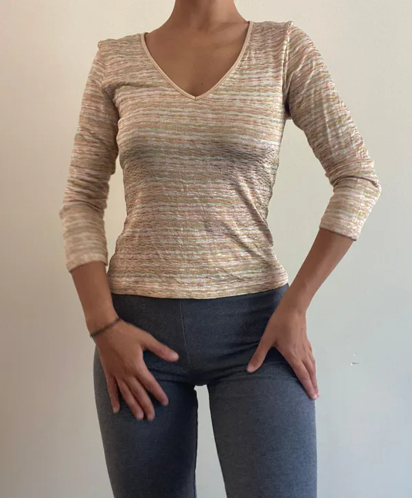 Pastel Rainbow Knit Top Pink Size M - Image 6