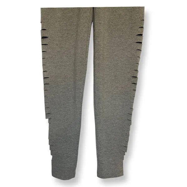 Aerie Leggings Full Length Leg Slit Slashed Distressed Detail Sleek Gray W XXS - Image 4