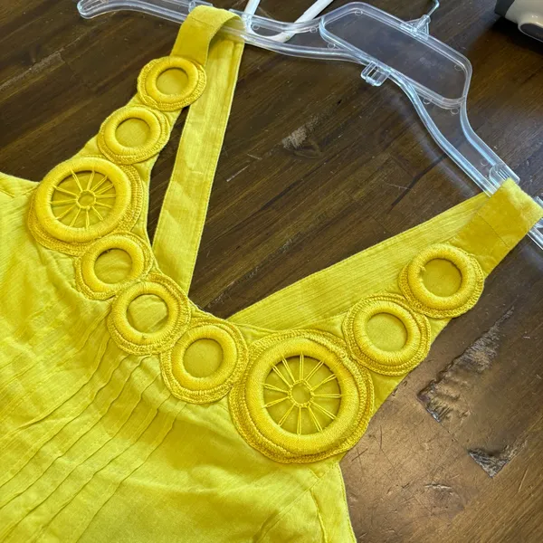 Anthropologie Ipanema Sun Dress by Edme & Esyllte Chartreuse Embroidered Cotton - Image 5