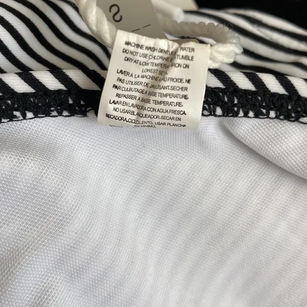 Cupshe striped black white high waist swim bottom small NWT - Image 8