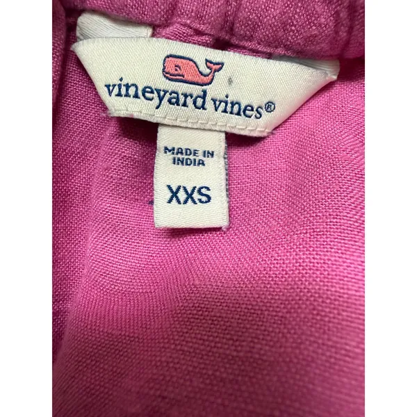 Vineyard Vines Pink Linen Blend Embroidered Strapless Ruffle Romper XXS - Image 7