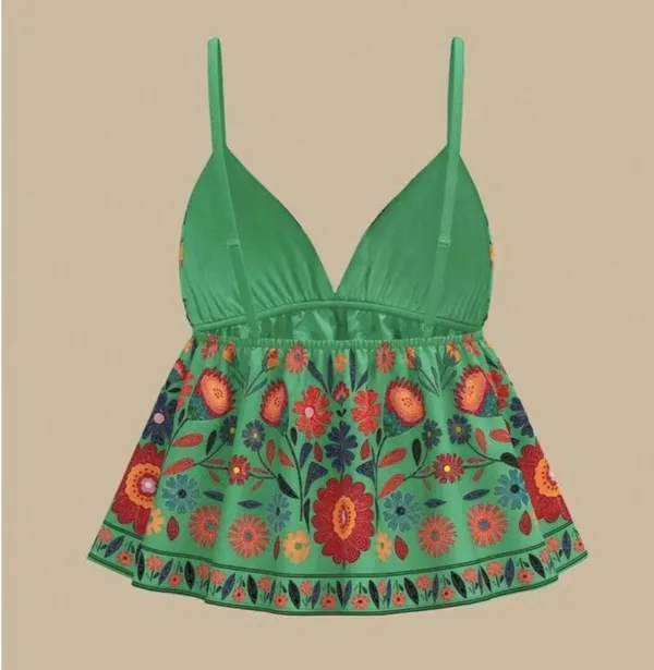 Maeve Anthropologie Floral Babydoll Cami Tank Top Small Boho Tropical NWT - Image 5