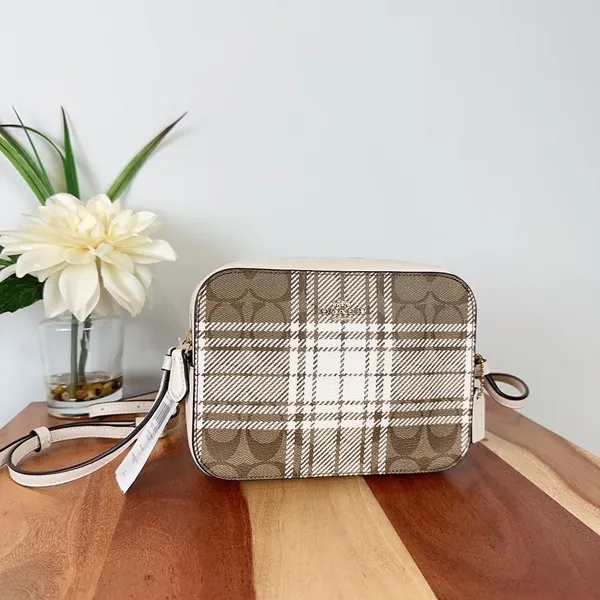 NWT Coach Mini Camera‎ Bag In Signature Canvas With Hunting Fishing Plaid Print - Image 2