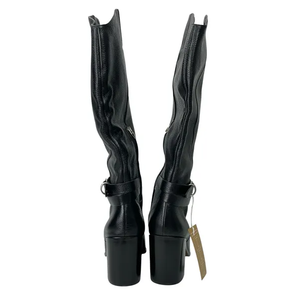 NEW Dolce Vita Tyrone Black Leather Ankle Strap Knee High Riding Boots Size 8.5 - Image 3