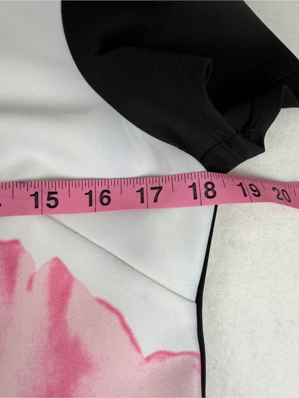 Vince Camuto Floral Sheath Dress Black White Pink Scuba Size‎ 10 - Image 3